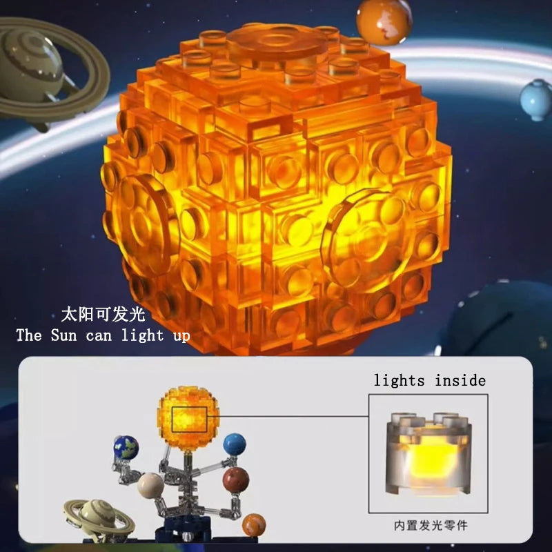 Elektrisches Solarsystem Modellbausteine ​​Weltraumforschung Lernausrüstung Montagespielzeug drehbares Geschenk für Kinderschüler