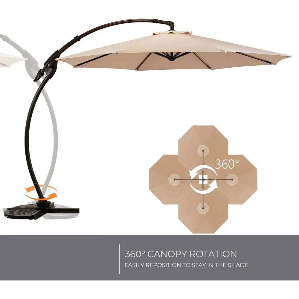 11FT Round Patio Umbrella ,Heavy Duty, Offset, 360° Rotation Aluminum Cantilever Offset Umbrella without Base for Garden Porch