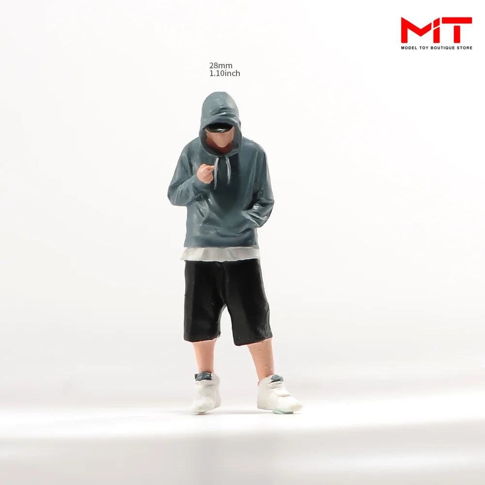 Handgefertigte Miniaturen im Maßstab 1:24, 1:43, 1:64, 1:87: Bemaltes kniendes Mädchen, Junge in Freizeitkleidung, DIY-Kreativ-Szenen-Requisiten, Figuren, Modellfigur