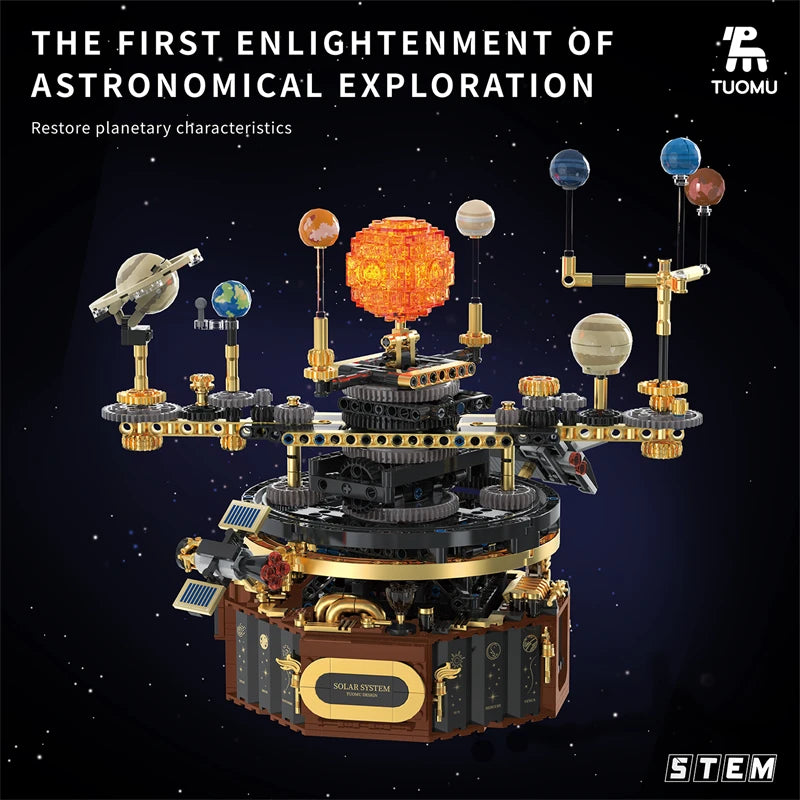 Elektrisches Solarsystem Modellbausteine ​​Weltraumforschung Lernausrüstung Montagespielzeug drehbares Geschenk für Kinderschüler