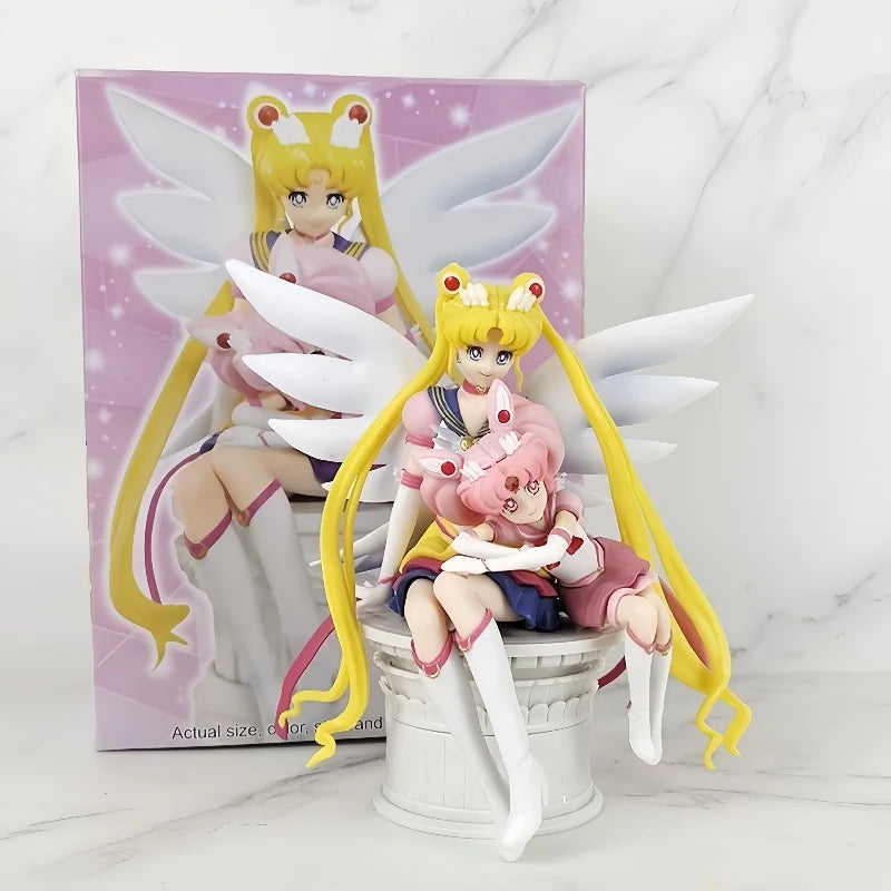 In Stock Sailor Moon Wings Mizuki Tsukino Usagi Tsukino Sitting Figure Doll Model Boxed Figurine Statue Doll Birthday Gifts