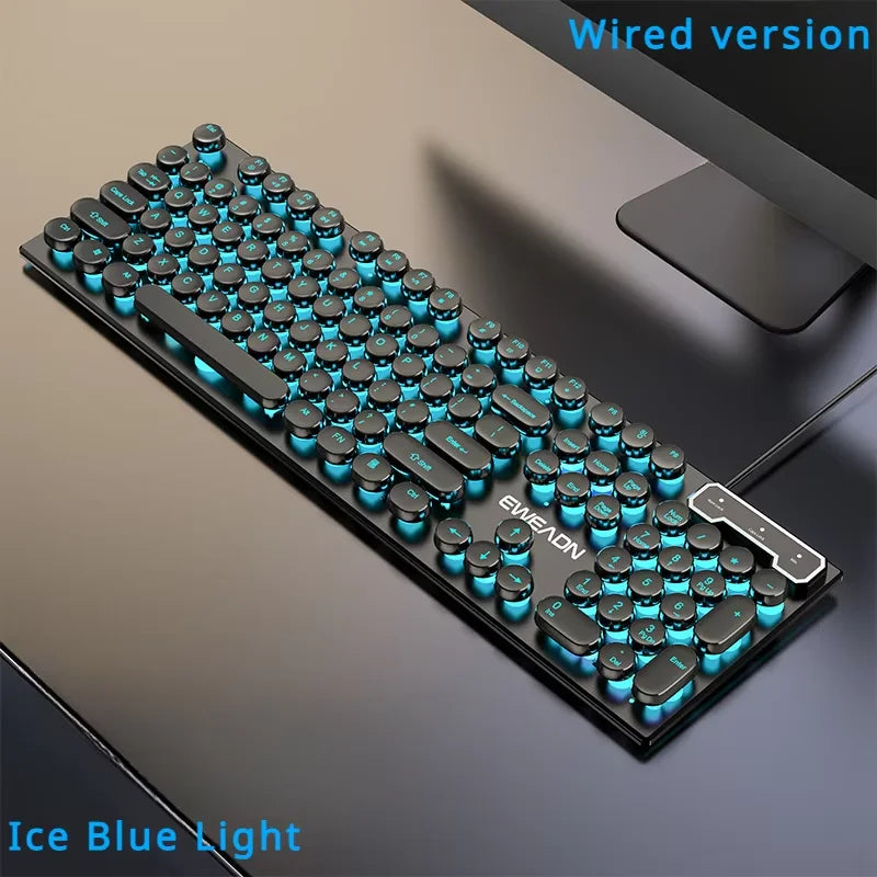 Пънк стил механична клавиатура 104 клавиша USB кабелна геймърска клавиатура RGB подсветка за компютър, лаптоп, геймъри, кабелна клавиатура Plug and Play
