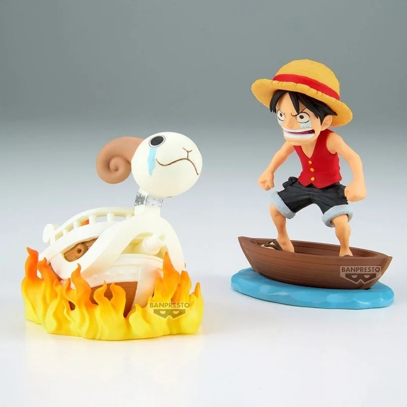 Original Bandai Banpresto One Piece World Collectable Figure Wcf Monkey D Luffy Going Merry Figure Collectible Model Toys