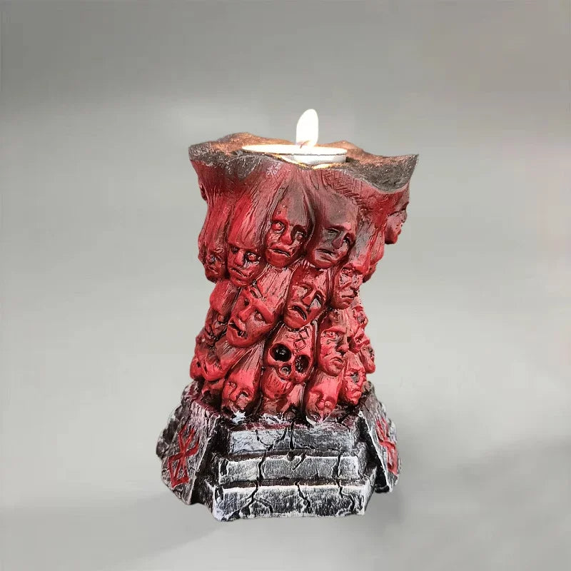 Resin Figure Berserk Skull Statue  Action Anime Figurine Model Candlestick Halloween Decoration Toys