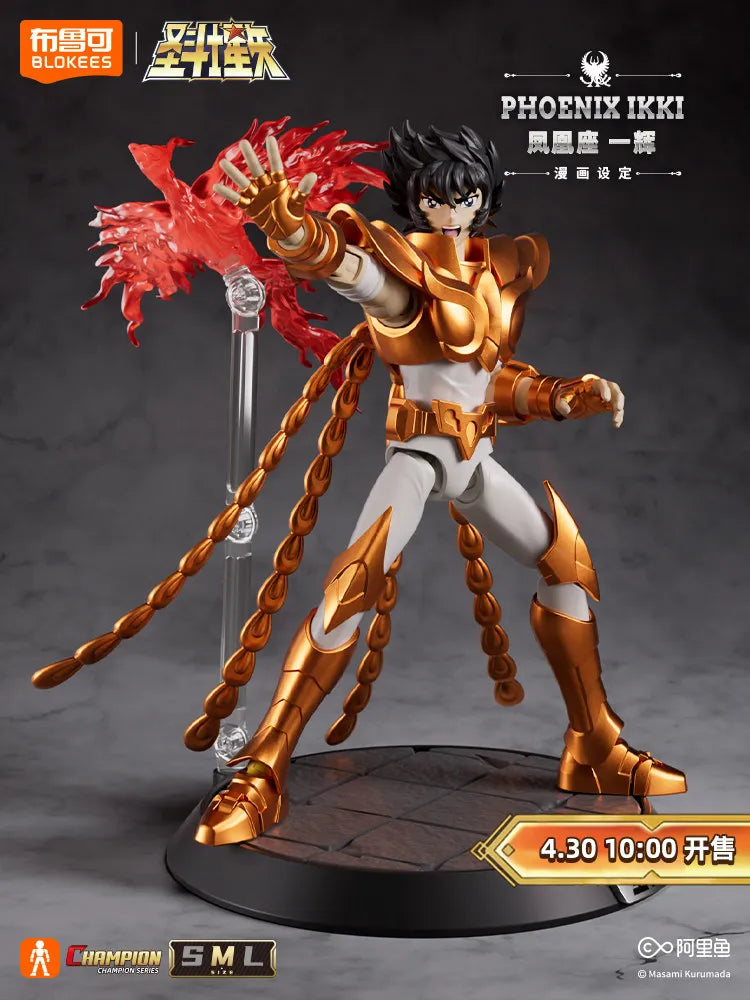 2026 new Genuine Blokees Saint Seiya Toys Phoenix Ikki Action Figure SAGA Golden Saint Assembly Model Kit Champion Class Gifts
