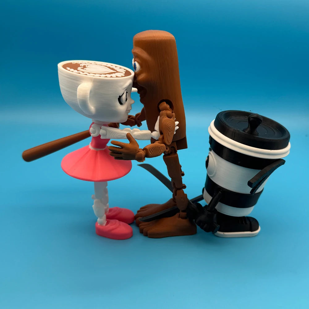 Tung Tung Tung Sahur Anime Figure Ballerina Cappuccino Action Figures Brainbot Tralalero Tralala Figurine Desk Model Ornament