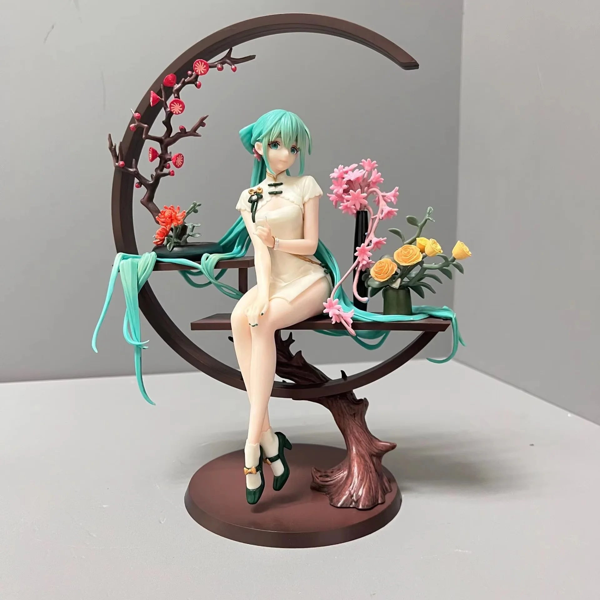 25cm Hatsune Miku 1/7 In Cheongsam Beautiful Girl Figure Model Statue Boys Collection Desktop Decoration Toys For Xmas Gifts