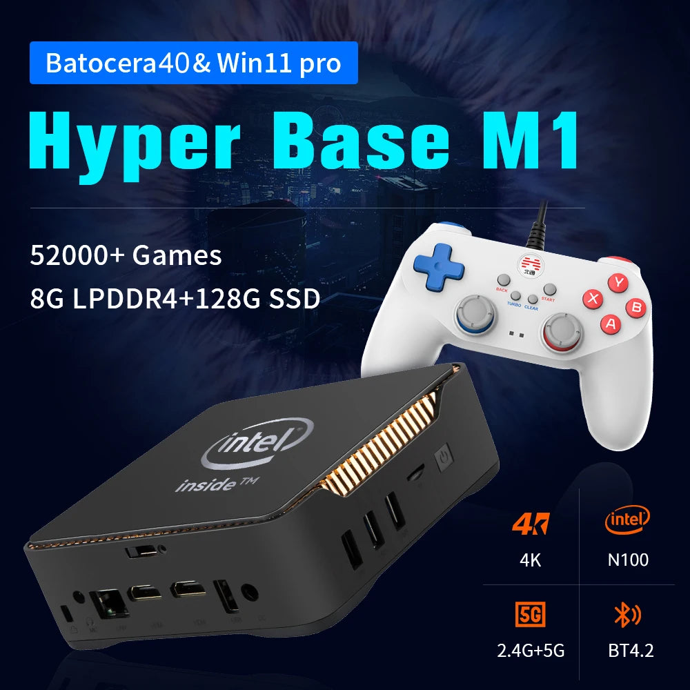 Retro-Videospielkonsole WIN 11 Pro &amp; Batocera OS N100 MINI PC Box 2TB Festplatte 52000+ Spiele 80+ Emulatoren für PS3/PS2/PS1/WII
