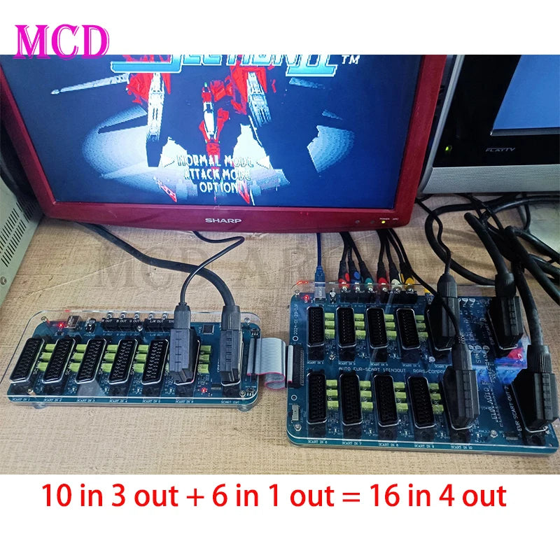 EU Scart Splitter 10 In 3 Out Distributor Auto RGBS Video Converter Switcher Board for MD/SFC/PS 123/SSDC/Wii EU Plug 2024 Newes