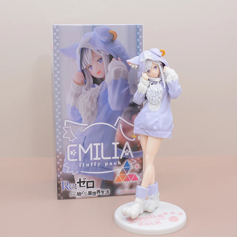 22cm Re:ZERO Starting Life in Another World Ram/Rem Anime Girl Figure Fluffy Pack Ram/Rem Action Figure Adult Model Toys Gifts