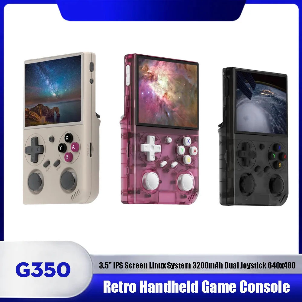 G350 Portable Handheld Game Console 3.5'' IPS Screen Linux System 3200mAh Dual Joystick 640x480 Retro Game Video Player Gift