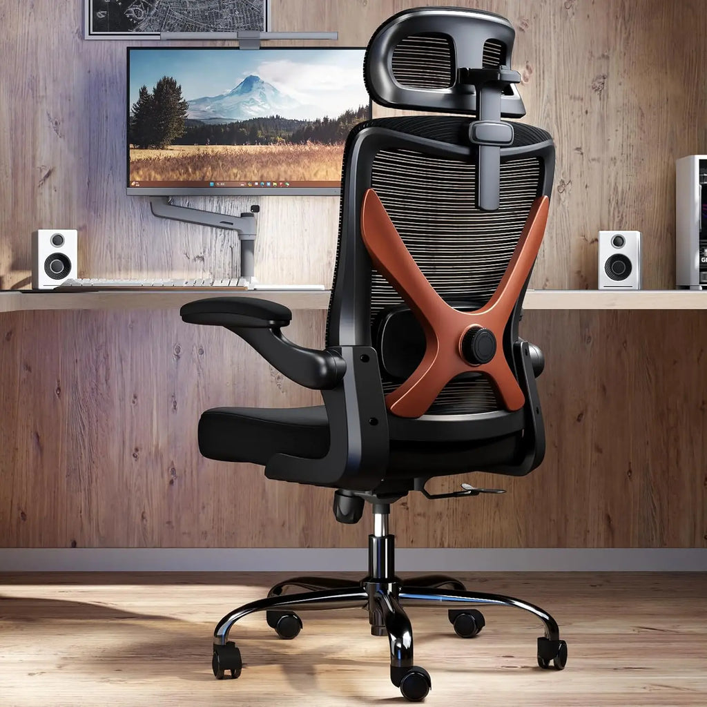 Ergonomischer Bürostuhl – X-förmiger Computer-Schreibtischstuhl, bequem, Gaming-Stuhl, Bürostuhl mit Lendenwirbelstütze, Netz-Bürostühle
