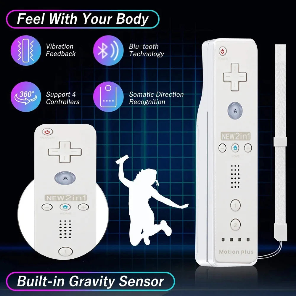 2 in 1 Wireless Remote Compatiable with  Wii U Joystick Gamepad Controller Set Motion Plus  Video Game for Wii Accessories