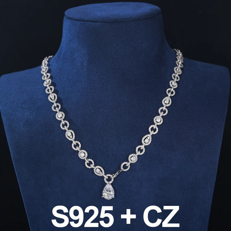 Full Moissanite Waterdrop Diamond Necklace For Women 925 Sterling Silver Neck Chain Iced Out Bling Luxury Wedding Party Jewelry