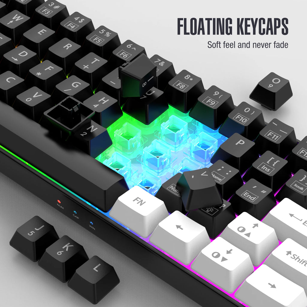 60 % kabelgebundene Spieletastatur, ultrakleine Tastatur mit RGB-Hintergrundbeleuchtung, wasserdichte tragbare Computer-/MAC-Spieletastatur