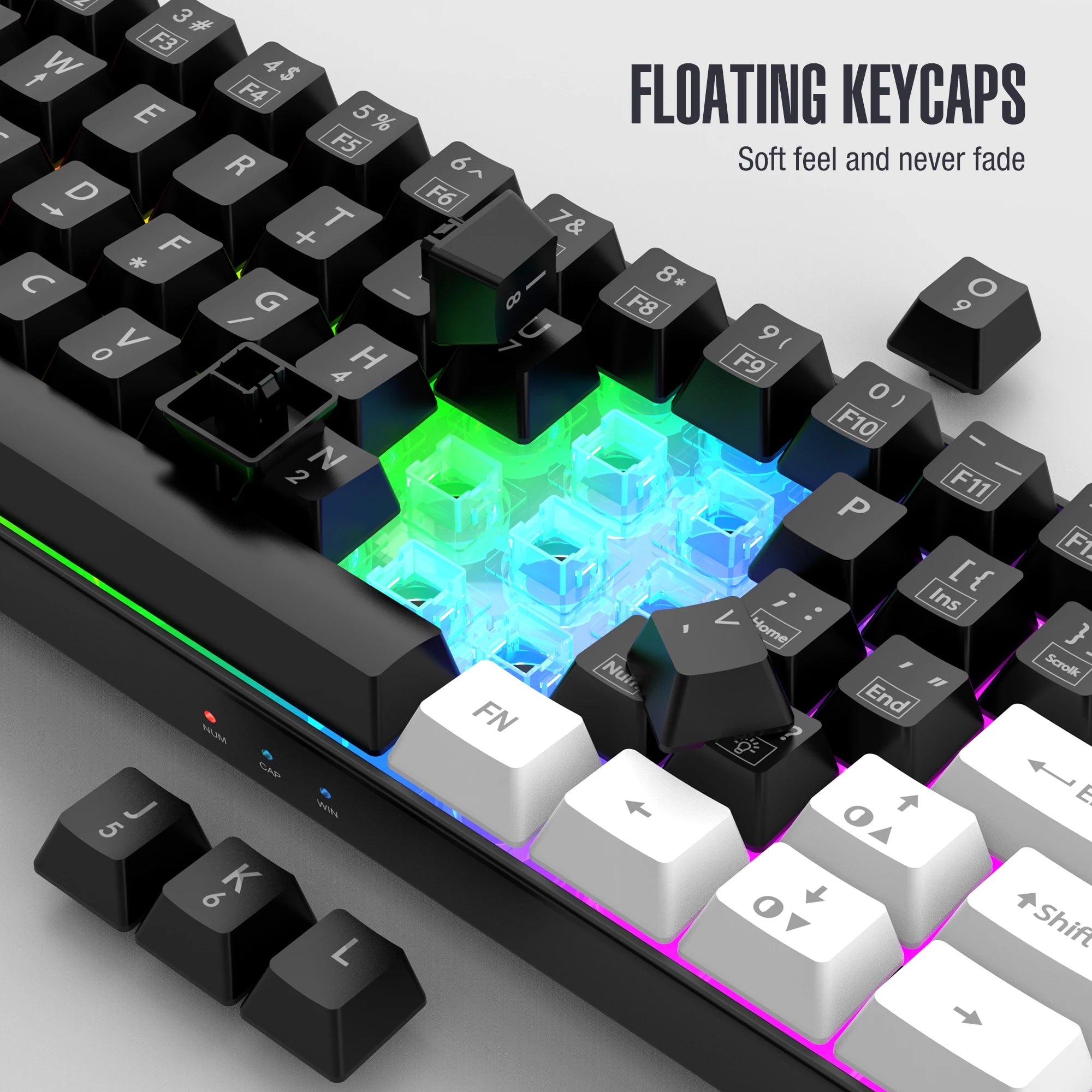 60 % kabelgebundene Spieletastatur, ultrakleine Tastatur mit RGB-Hintergrundbeleuchtung, wasserdichte tragbare Computer-/MAC-Spieletastatur