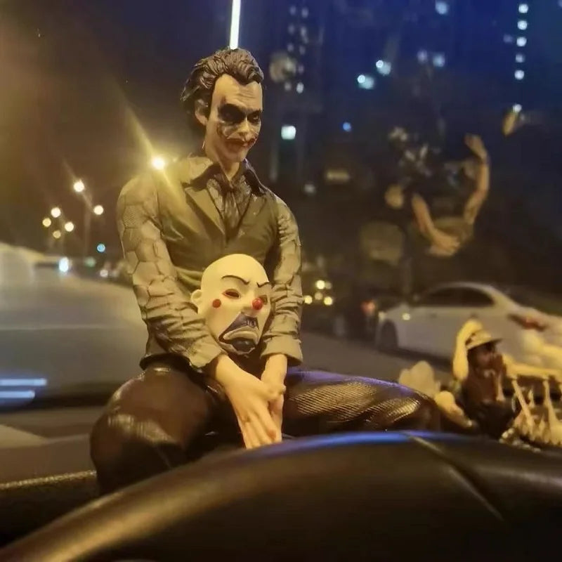 New Car Roof Decoration Joker Heath Ledger Sitting Posture Figures Car Doll Tail And Roof Pendant Model Statue Collectable Toys