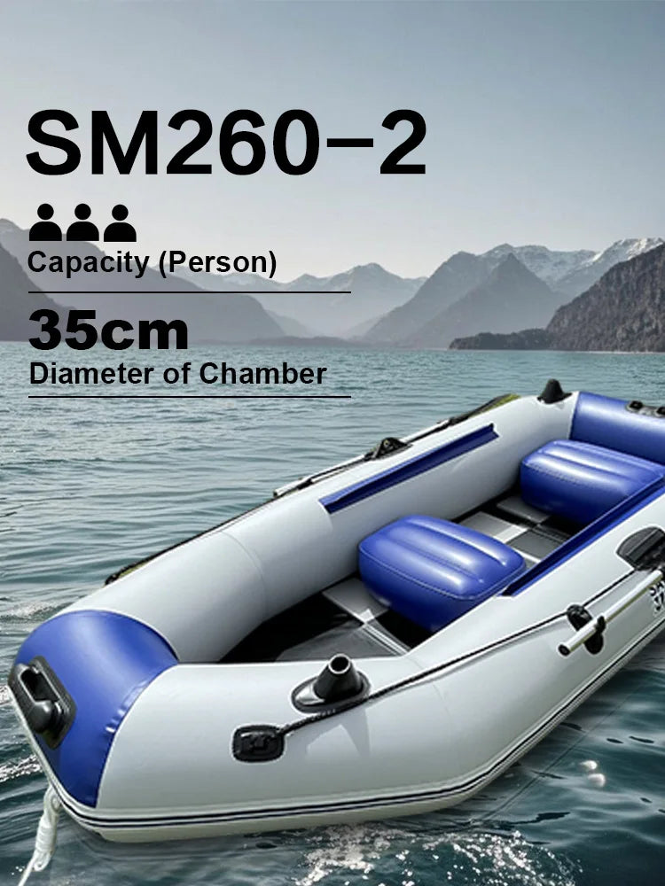 8,5 Fuß aufblasbares Fischerboot, faltbarer Holzboden, Surfboote und Rennkajak für 3 Personen für den Wassersport im Meer im Freien