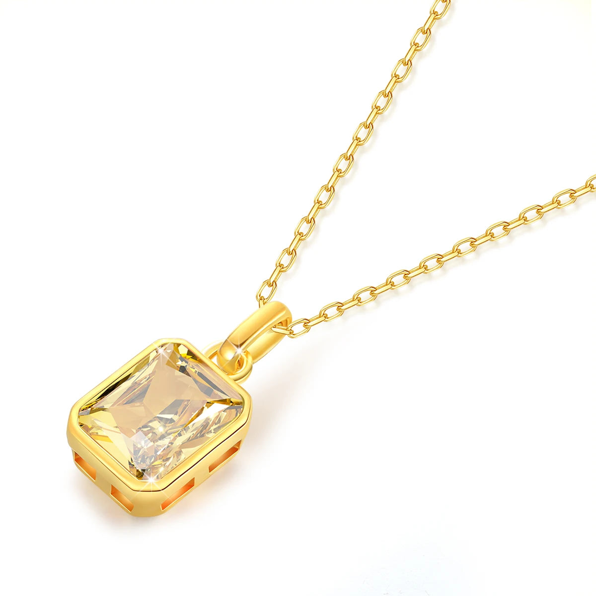 Szjinao 100% Echt 18k Gold Halskette Für Frauen 8*10mm Gelb Stein Rechteck Mit Zertifikat AU750 K gold Anhänger Hochzeit Geschenk
