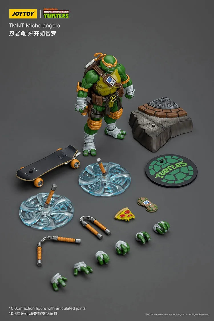 JOY TOY TMNT Michelangelo Action Figures Original Doll Decoration Gift Collection Garage Model Kits