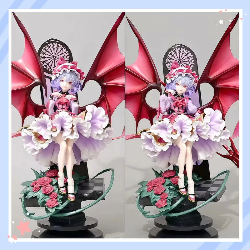 Touhou Project Remilia Scarlet Boxed Anime Figure Red Devil Wings Sitting Pose 31cm Collectible Statue For Anime Otaku Fans