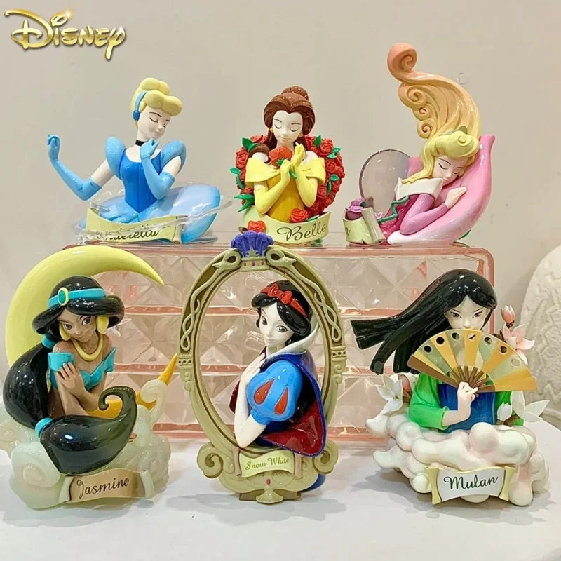 Disney Princess Art Bust Series Anime Action Figures Art Gallery Collection Decoration Statue Desk Ornament Toys Birthday Gift