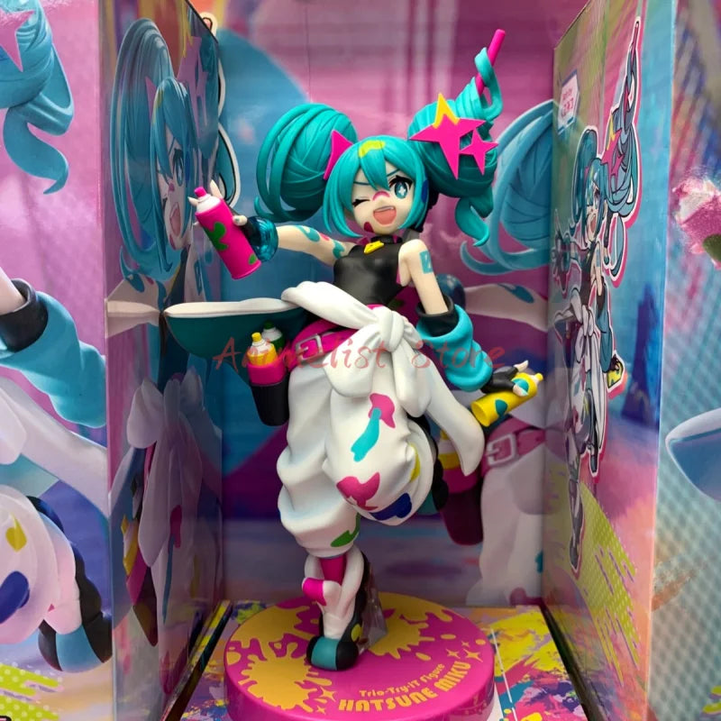 In Stock Original Furyu Hatsune Miku Trio-Try-It Figure Paint Girl Anime Figurine 19cm Genuine Model Collections Christmas Gift