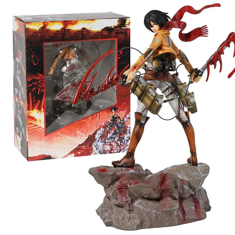 Mikasa Levi Ackerman Battle Damage Ver PVC Anime Figure Collectible Statue Doll Model Gift Toy Decor