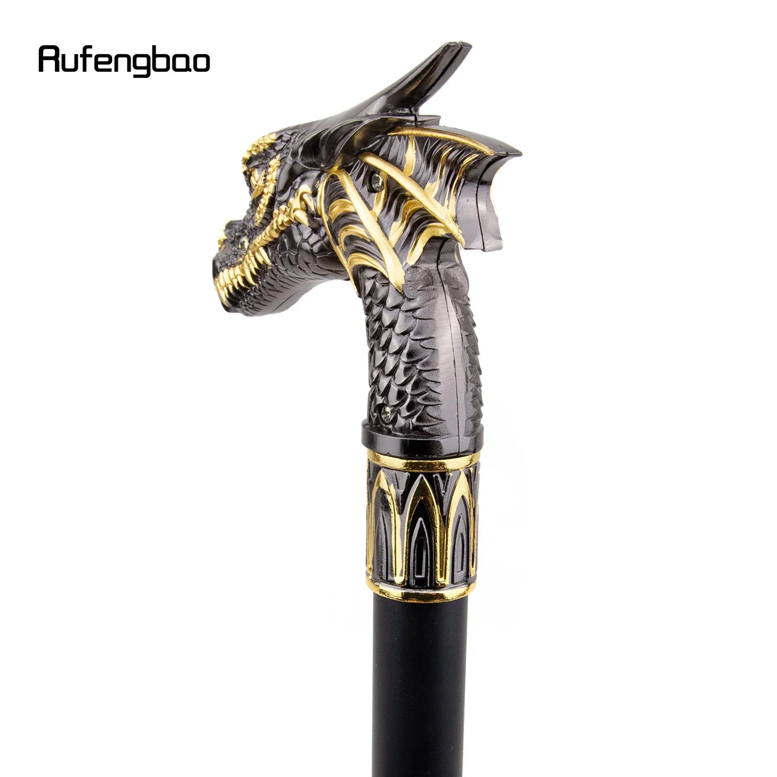 Black Golden Dragon Head Fashion Walking Stick Decorative Stick Cospaly Vintage Party Fashionable Walking Cane Crosier 93cm