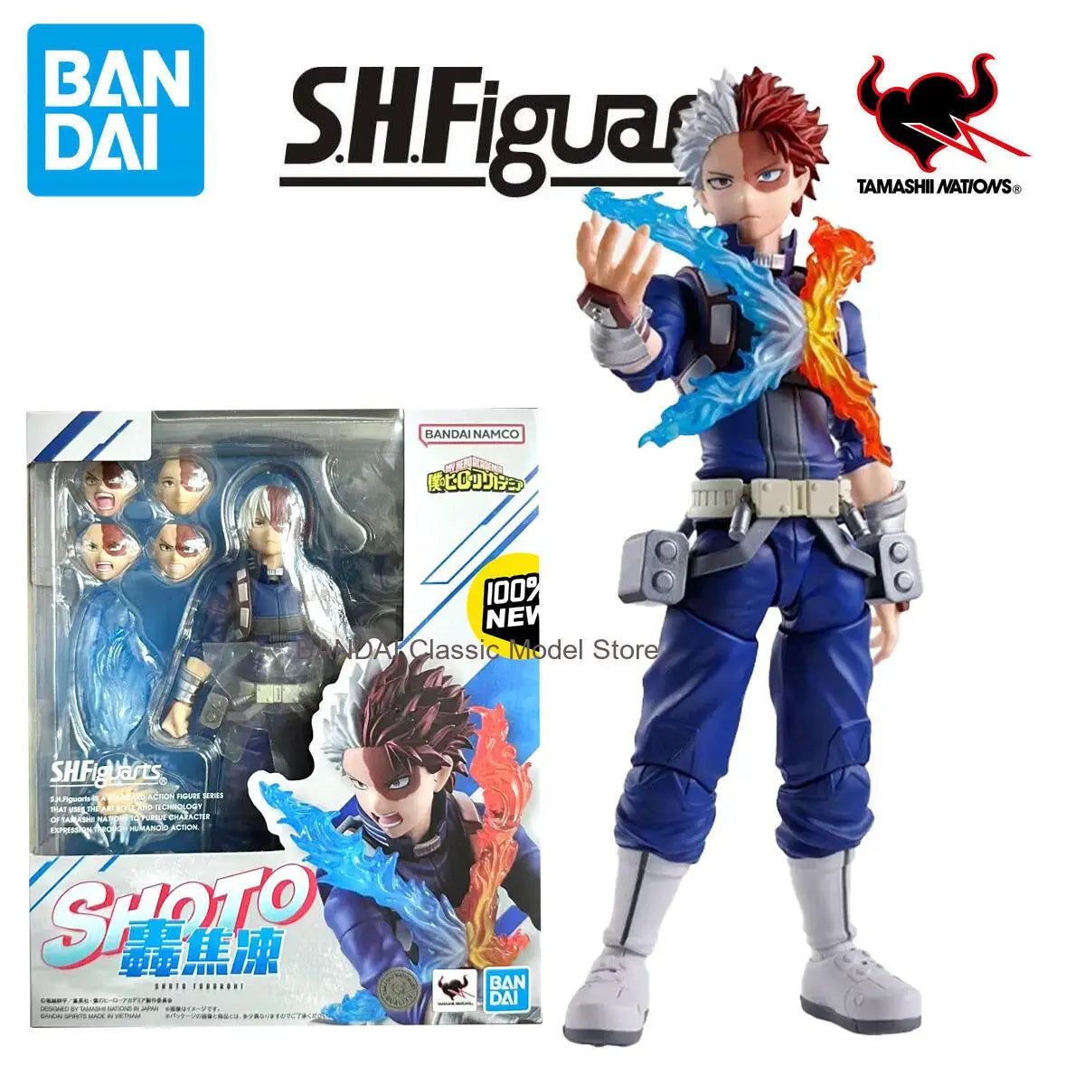 BANDAI S.H.Figuarts My Hero Academia Todoroki Shoto Action Figure - PVC Collectible Model Ornament Doll Toy Gift