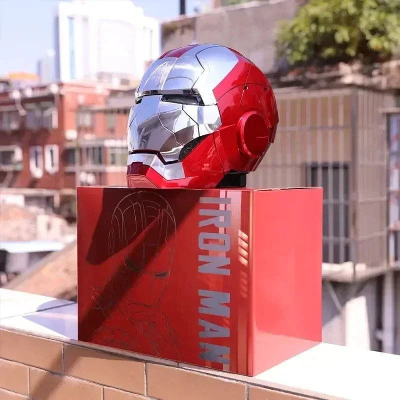 Marvel 1/1 Iron Man Autoking Mk5 Mecha Arm Helmet Remote Voice Control Ironman Automatic Helmet With Led Light Figure Boys Gift