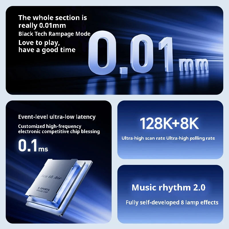 Mchose Ace68 Air Gaming Keyboard Hall Effect 0.005mm Rapid Trigger 8K Polling Rate Dynamic RGB Light Box Magnetic ACE68HE Air