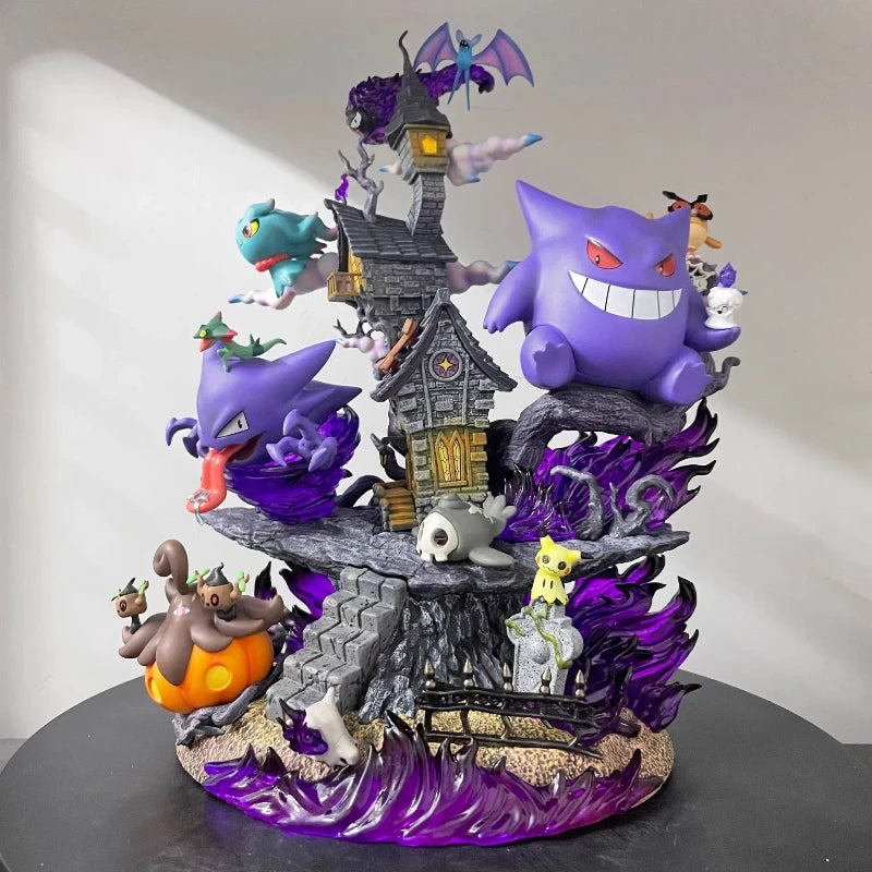 PokéMon 31cm EGG Ghost Type Family Set Figure Gengar Evolution GK Model PVC Anime Statue Toy With Base Desktop Ornament Boy Gift