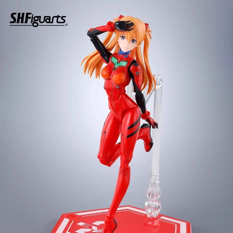 Fast Shipping Bandai Anime EVA NEON GENESIS EVANGELION SHF Shikinami Asuka Langley Original Model Toys Action Figure Children