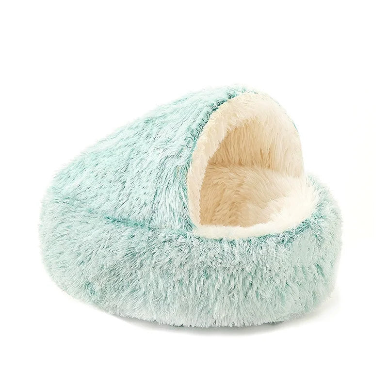 40/50/60cm Autumn and Winter Round Cat Bed Warm Soft Plush Shell Style Sleeping Nest for Small Medium Large DogCat Katzenzubehör