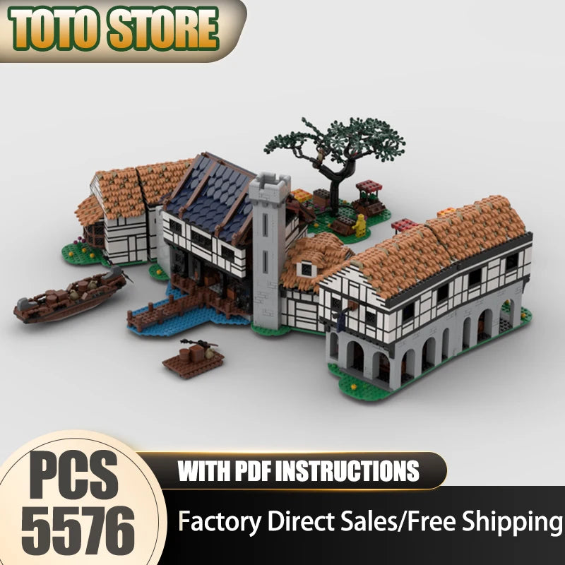 Medieval Castle Model Moc Building Bricks Knight Village Port Model  Technology Modular Block Toys DIY Assembly Christmas Gifts
