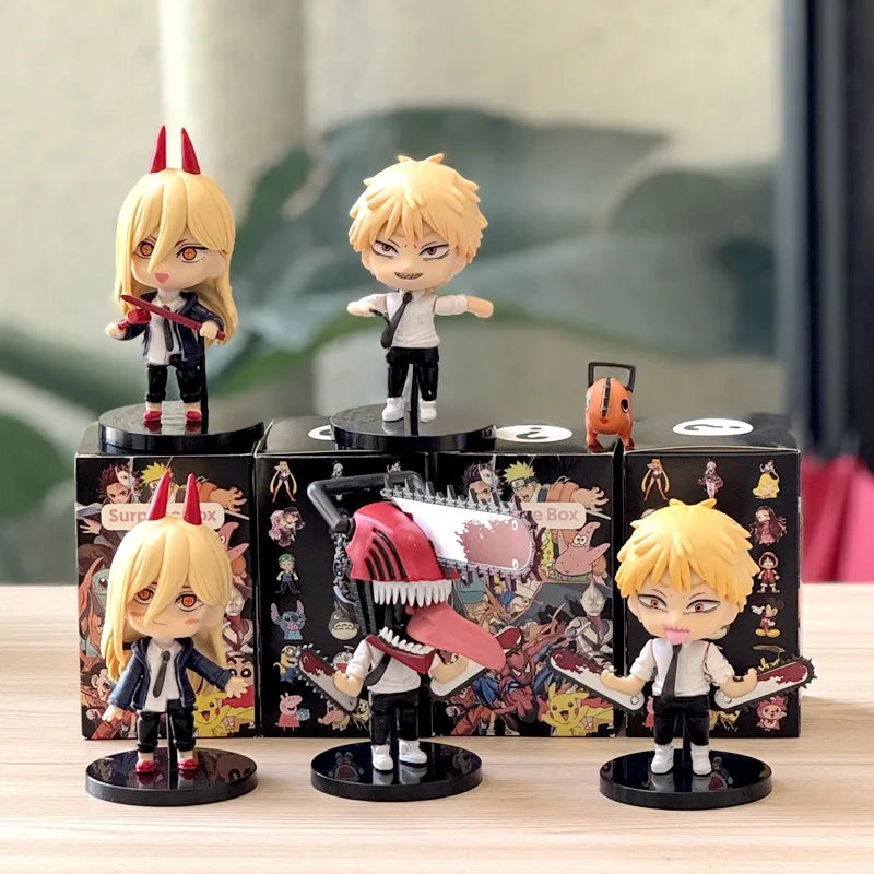 6pcs Q Version Anime Chainsaw Man Denji Pochita Makima Ko Articulated Action Figure Pvc Desktop Toys Collectible Model Kit Gifts