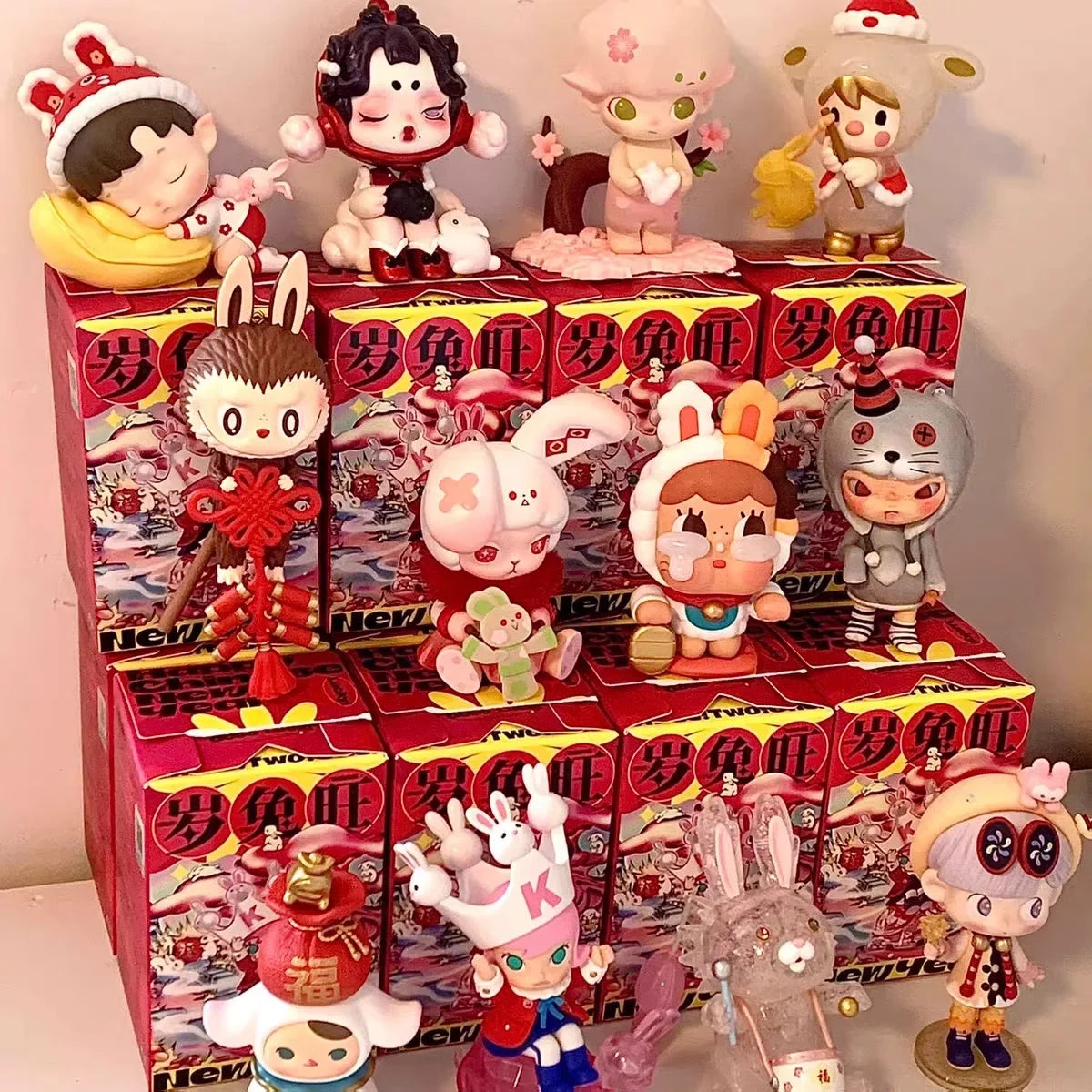 POP MART Drei, Zwei, Eins! Frohes chinesisches Neujahr Serie Blindbox Spielzeug Mode Anime Actionfigur Überraschung Mystery Box Puppen