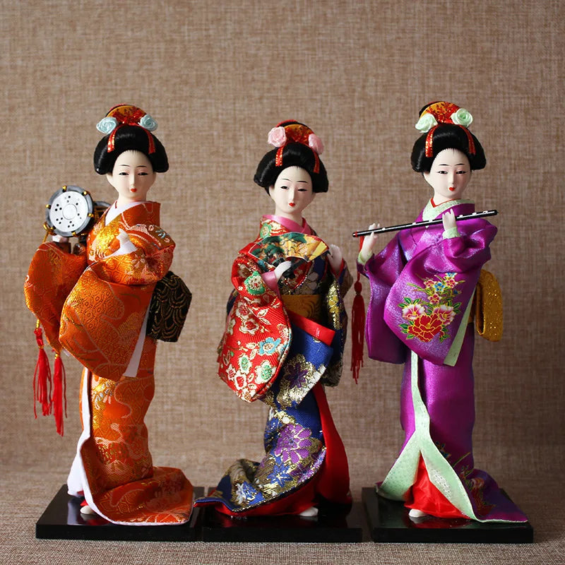 12inch Japanese Geisha Doll Statuette Sitting Figurine Japanese Kimono Kokeshi Kabuki Geisha Handicraft Ornament Birthday Gift