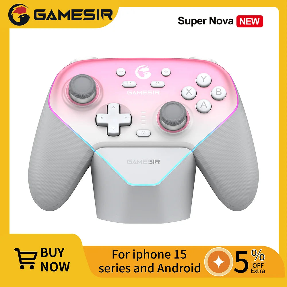 GameSir Super Nova wireless controller with Charging Station Hall Effect Joystick for PC Nintendo Switch 2 Android iOS