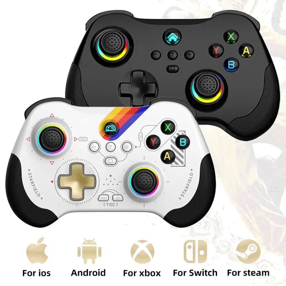 Z01 Kabelloser Gamecontroller mit Bluetooth, 6-Achsen-Bewegungssensor, Turbo-Funktion, programmierbarer Hall-Joystick für Switch, Steam, PS3, PS4 und PC