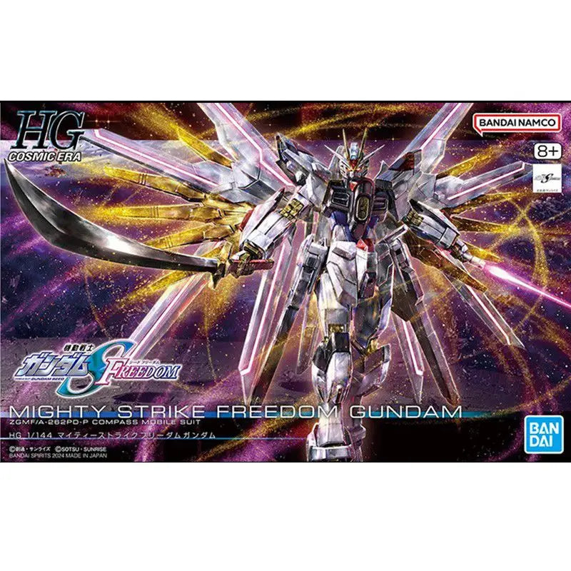 Bandai HG 1/144 Mighty Strike Freedom Gundam Anime Action Figures Collection SEED Freedom Movie Metal Gloss Coating Model Kit