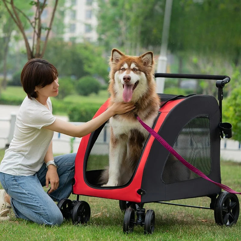 Dog Stroller Portable Breathable Puppy Carrier Strong Load-bearing Capacity Dog Transport Foldable Travel Pets Dogs Accessories