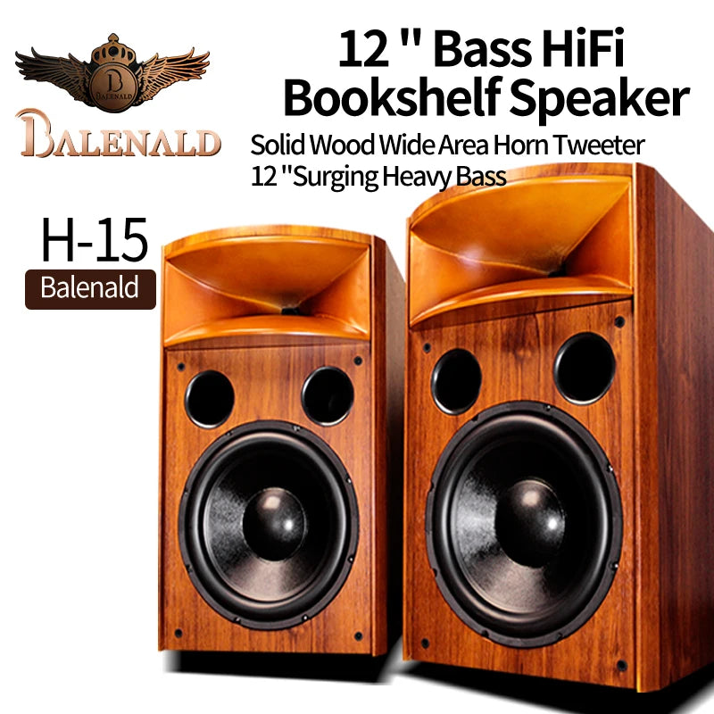 Balenald speaker H15 fever-grade bookshelf speaker solid wood horn 12-inch speaker ND68 and X9 amplifier hifi combination audio