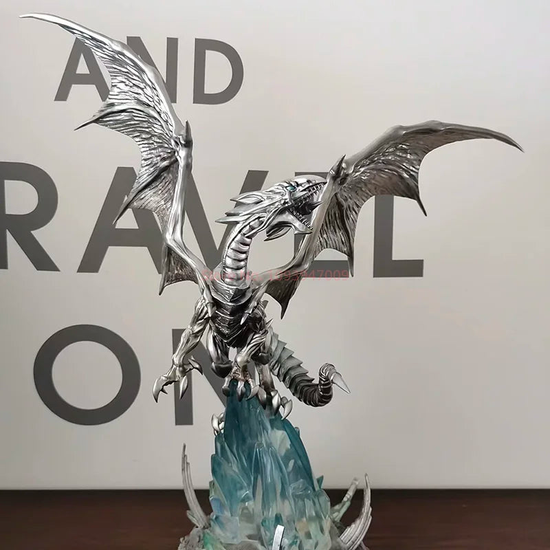 Generic Yu Gi Oh Series Blue Eyes White Dragon Light Up Figure With Ice Base Anime Collectible Desktop Decoration For Game Fans