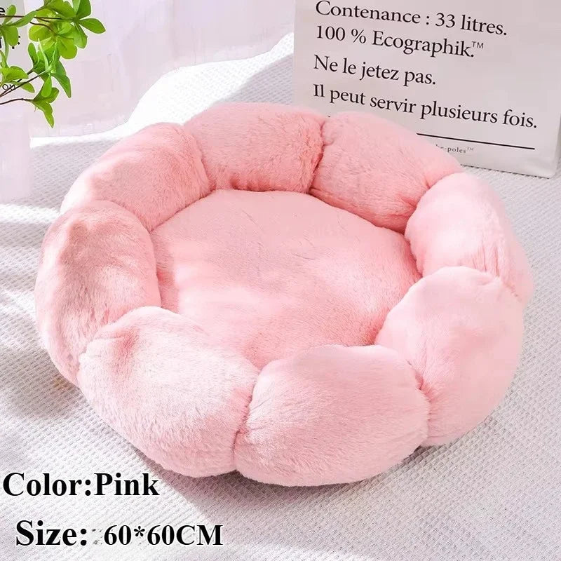 60 cm superweiches Katzenbett, langes Plüsch-Hundekissen, Katzenkissen, Tiere, Schlafsofa, blumenförmiges rundes Haustierbett, Haustier-Hundebetten