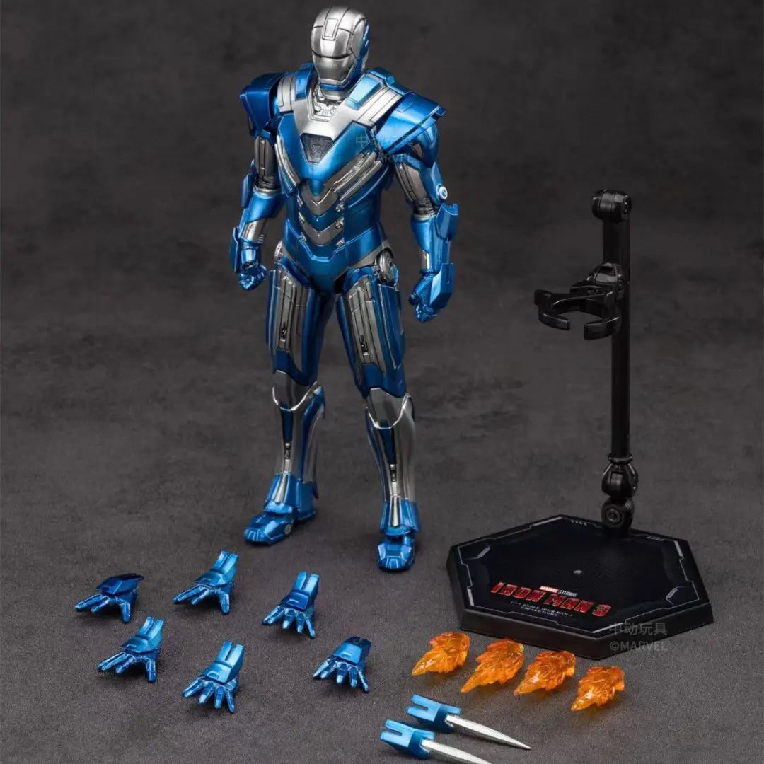 ZD Toys Marvel Iron Man MK2 Action Figure 18cm 20 Articulated Joints With Illuminated Charging Hall Of Armor Extra Hands