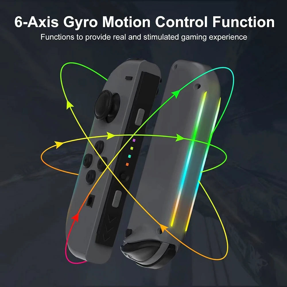 Wireless Game Joypad For Nintendo Switch Controller RGB Color Light Glare Vibration Six-axis Body Sense Joycon L/R Gamepad