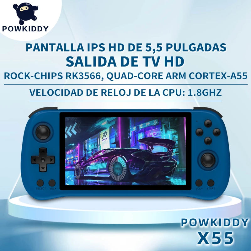 NEW X55 Portable Handheld Game Console 5.5 Inch 1280*720 IPS Screen 256GB Linux System Open-Source Retro Video Player Gifts