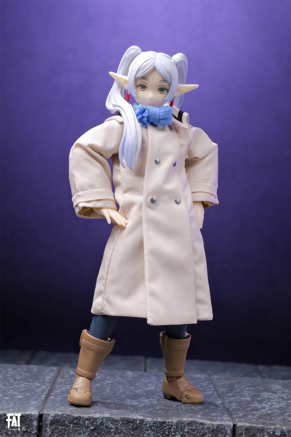 Handmade 1/12 Scale Frieren Elf Coat Blue Scarf Khaki Windbreaker Skirt Grey Jacket Navy Skirt Set fit 6inchs SHF Action Figure